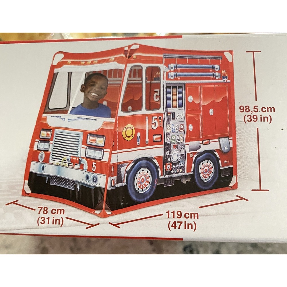 Melissa & Doug Fire Truck Play Tent Kids Ages 3+ Double Sided Pop Up Pretend - Picture 5 of 6